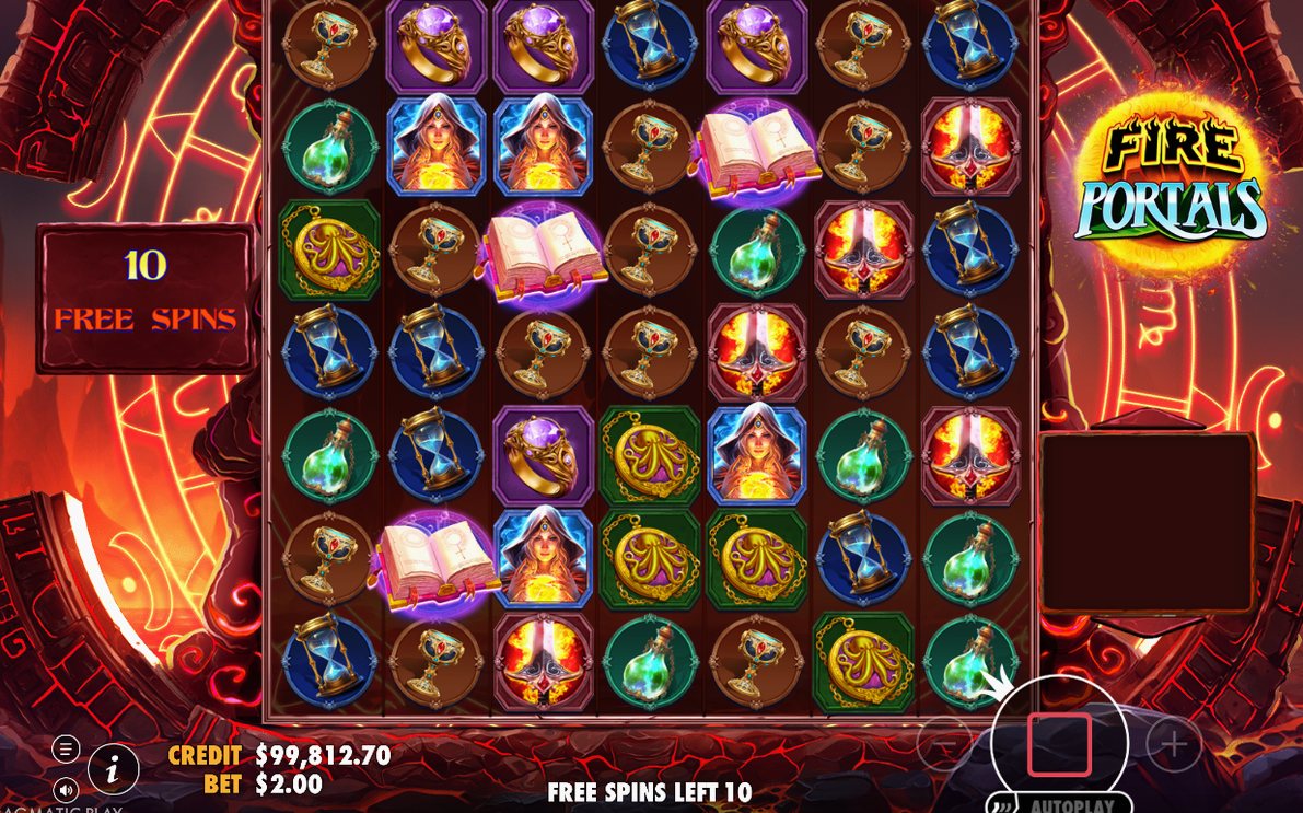 Free spins reels with portal wilds held in place