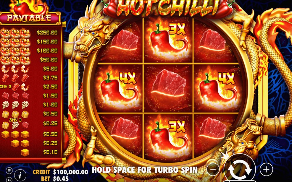 Base game screen of the 3x3 grid in play