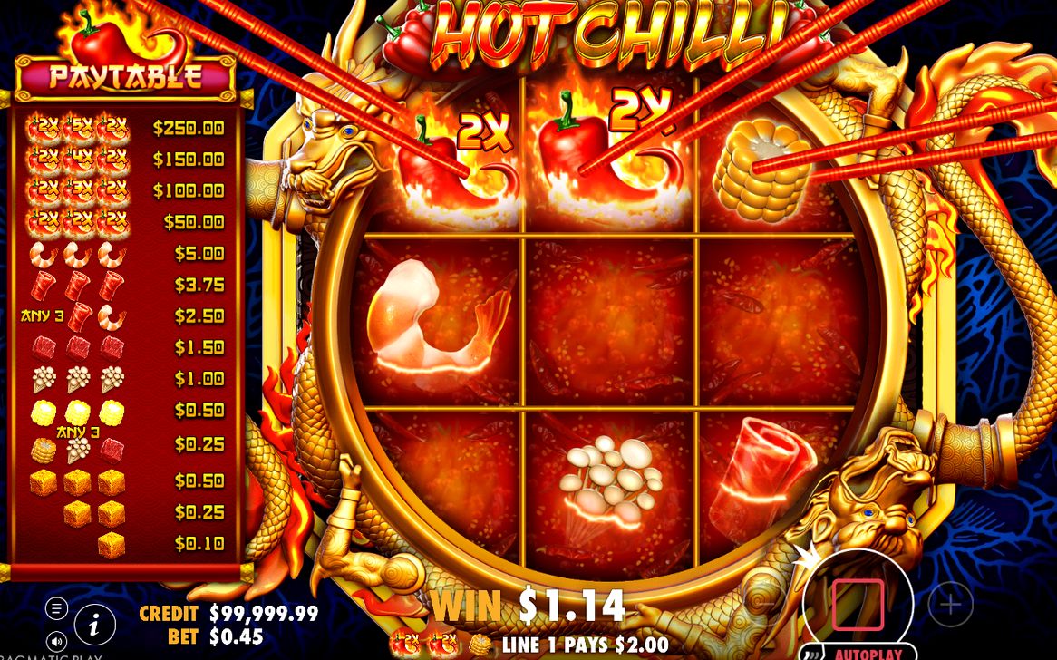 Win screen with a paid payline on the 3x3 grid